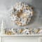 Glitzhome® 24" Pre-Lit Snow Flocked Greenery Pine Poinsettia Christmas Wreath